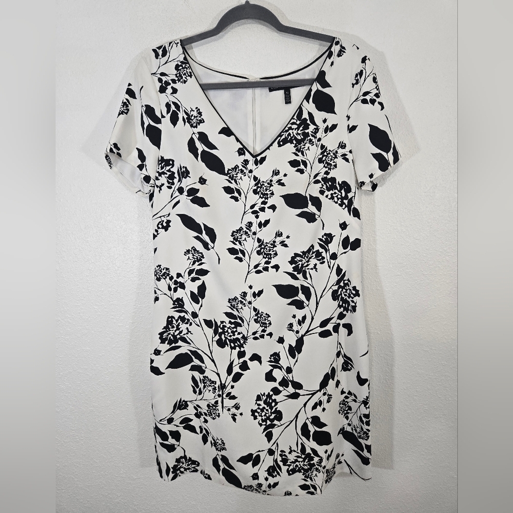 White House Black Market Floral Shift Dress Neutral Office Church Wedding, 12